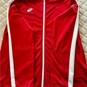 ASICS Red Track Jacket with White Stripes | Unisex Fit